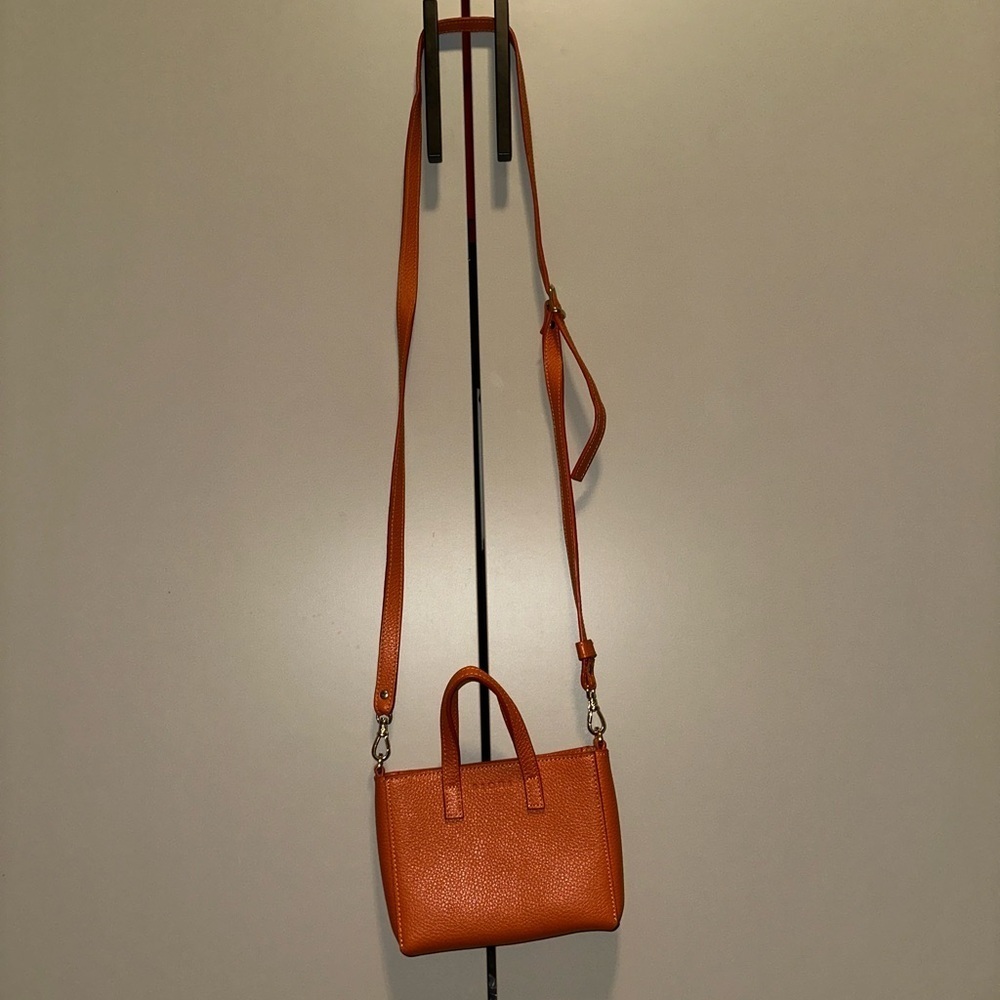 Fiori Orange Leather Mini Crossbody Handbag - Picture 5 of 5